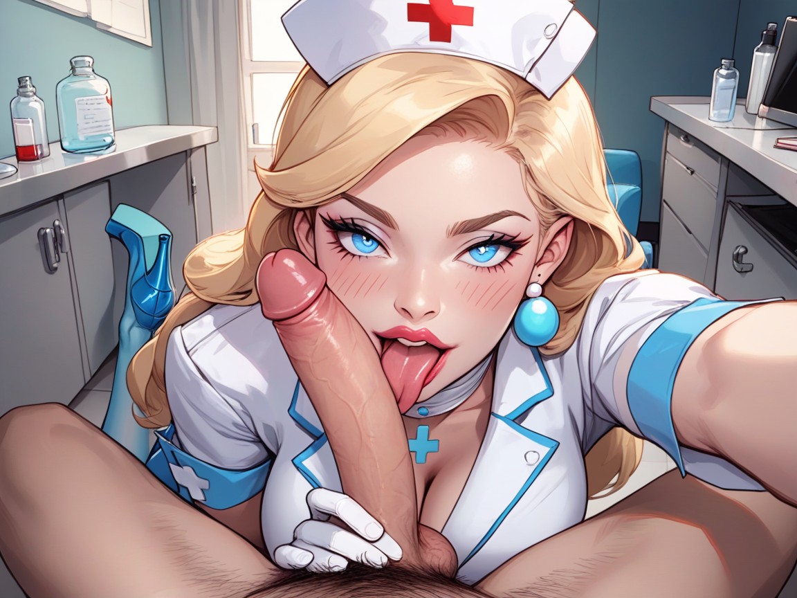 Blue Eyes, Hello Nurse, Blue High Heels Hentai AI Porn