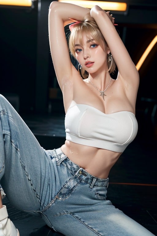 Red Lipstick, Colorful Laser Beams, Dancing 아시아 AI 포르노