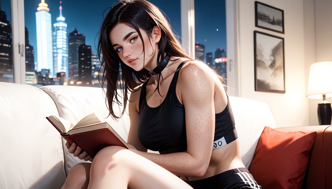 Cityscape Outside, Living Room, Naive Attractive Woman AI Porn