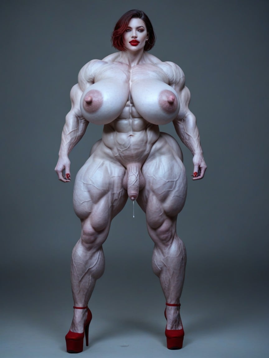 Extremely Precum Drip, Visible Veins, Full Body Shemale AI Porn