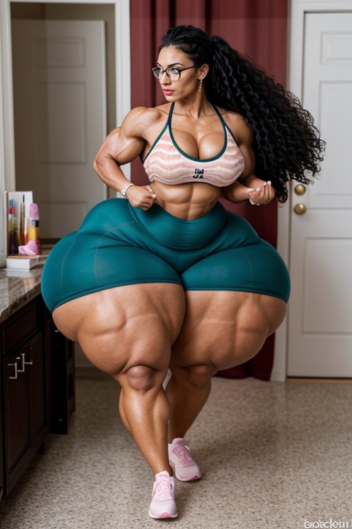 Silky Straight Hair, Ultra Muscular Arms, Extremely Long Hair AI Porn