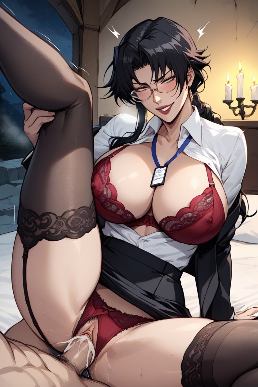 Garter, Smug Expression, Beautiful Curvy Body Hentai AI Porn