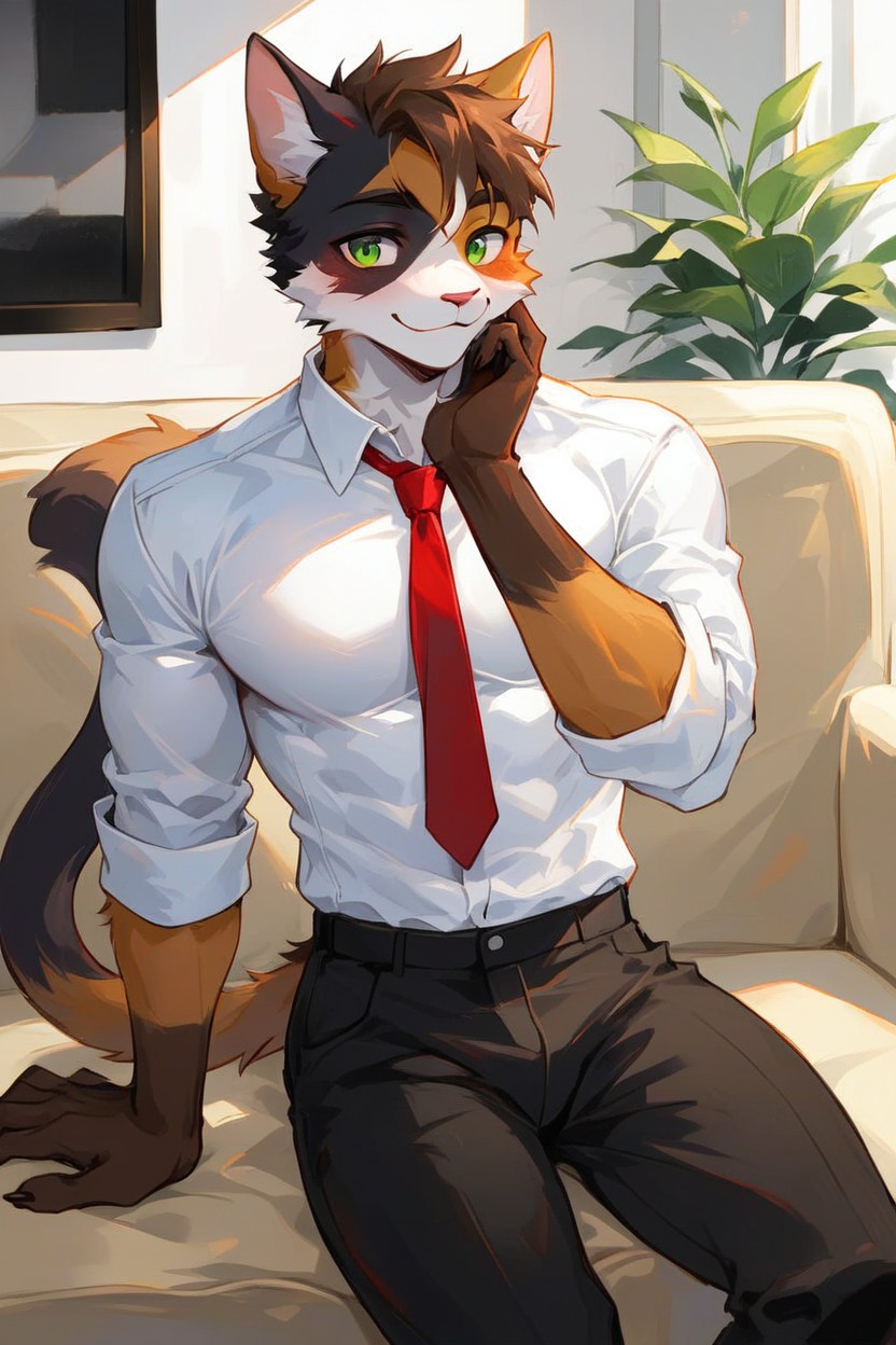 Cat, Brown Hands, Green Eyes AI獸人黃片