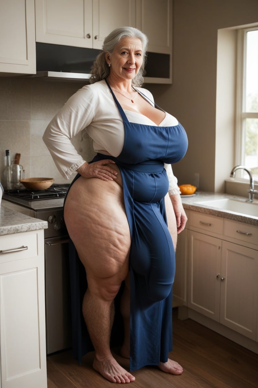 Massive Bulge, Huge Round Thighs, Touching Bulge With The Other Hand AI Porn
