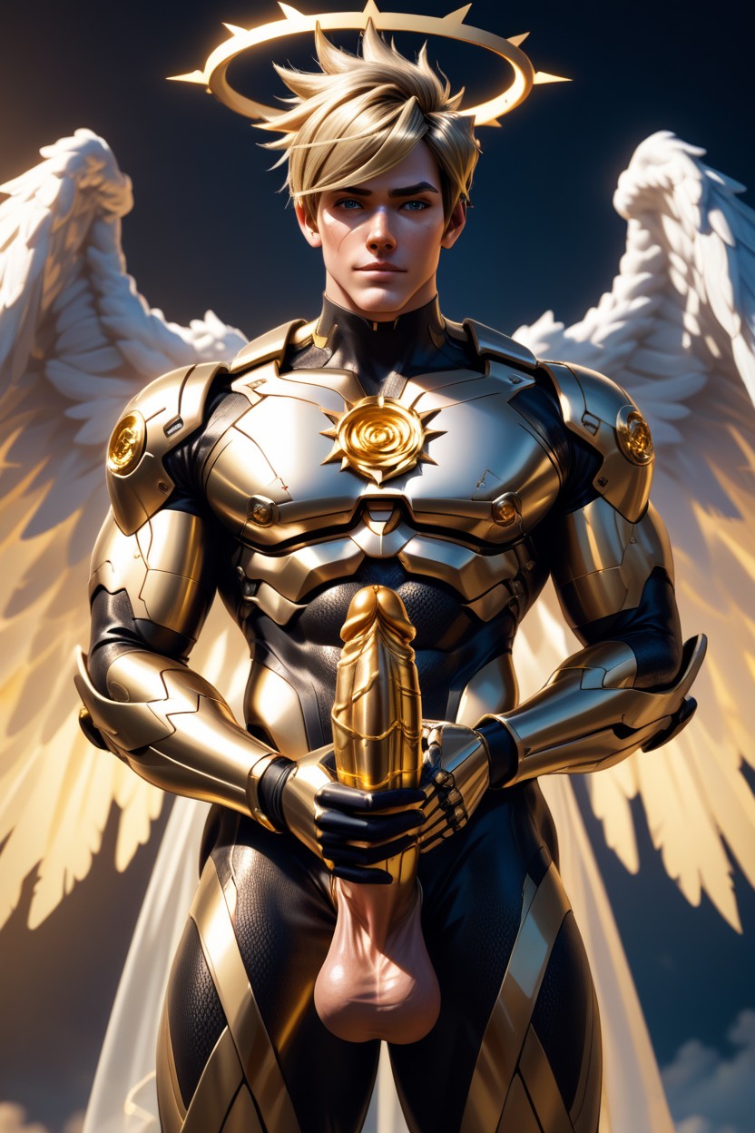 Nu, Gold Metallic Face, Blonde Hair Porno IA Gay