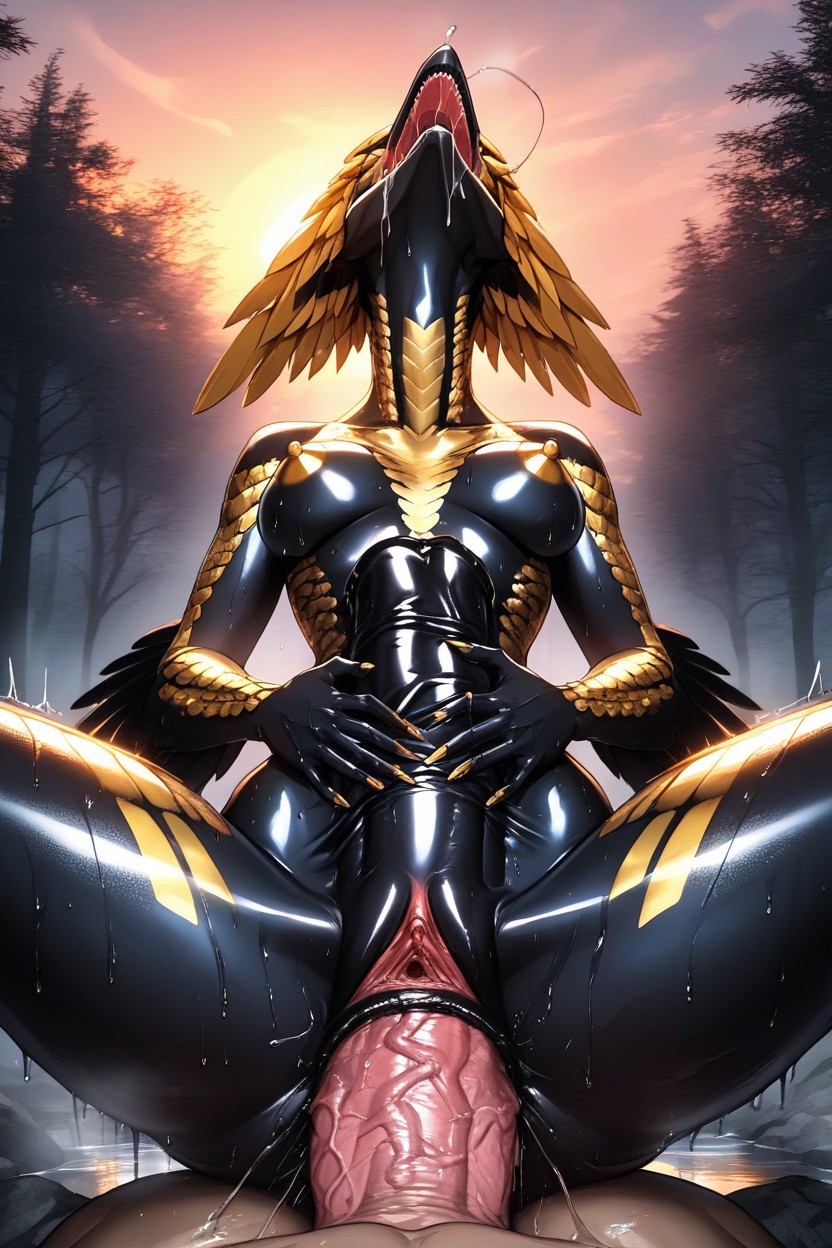 Pony Cock, Gold Markings On Body, Drool On Boobs Furry AI Porn