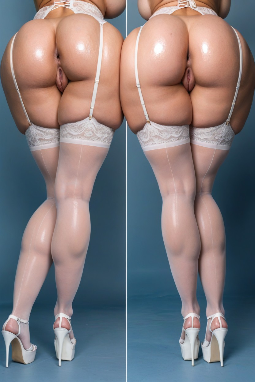 Detailed Face, Super Waist, White Garter Belt AI Porn