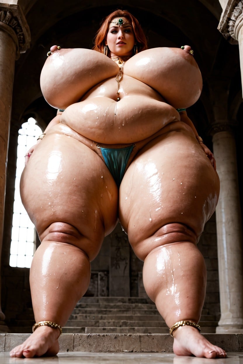 Full Height, Wearing Nothing But Gemstones And Golden Chains Jewellery, Bbw BBW AI Porn