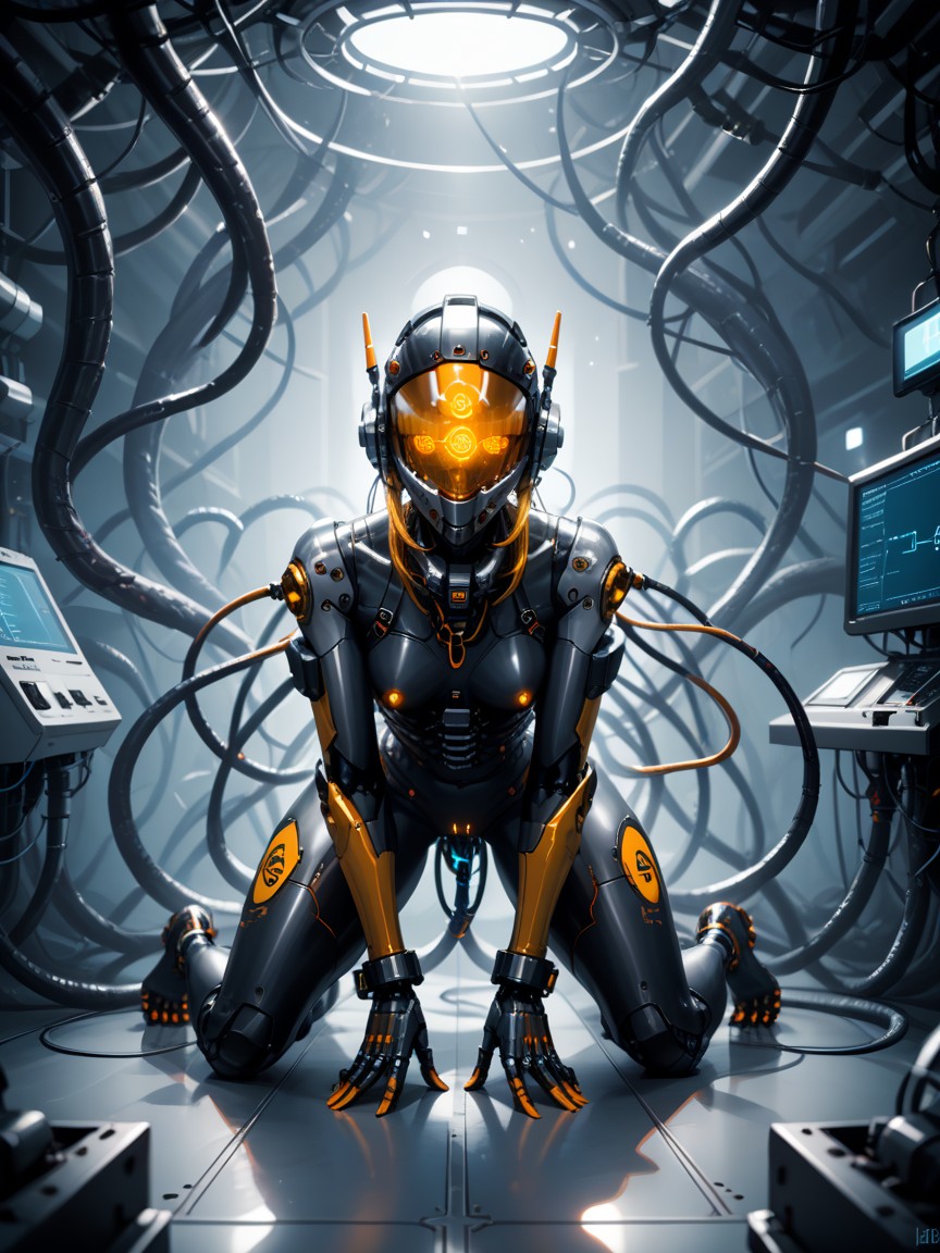 Robotic Chains, Electrical Wiring Connection To Bodywork, Tentacles Hentai AI Porn