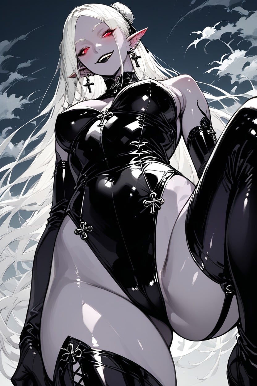 Purple Skin Color, White Eyebrows, Seductive Hentai AI Porn