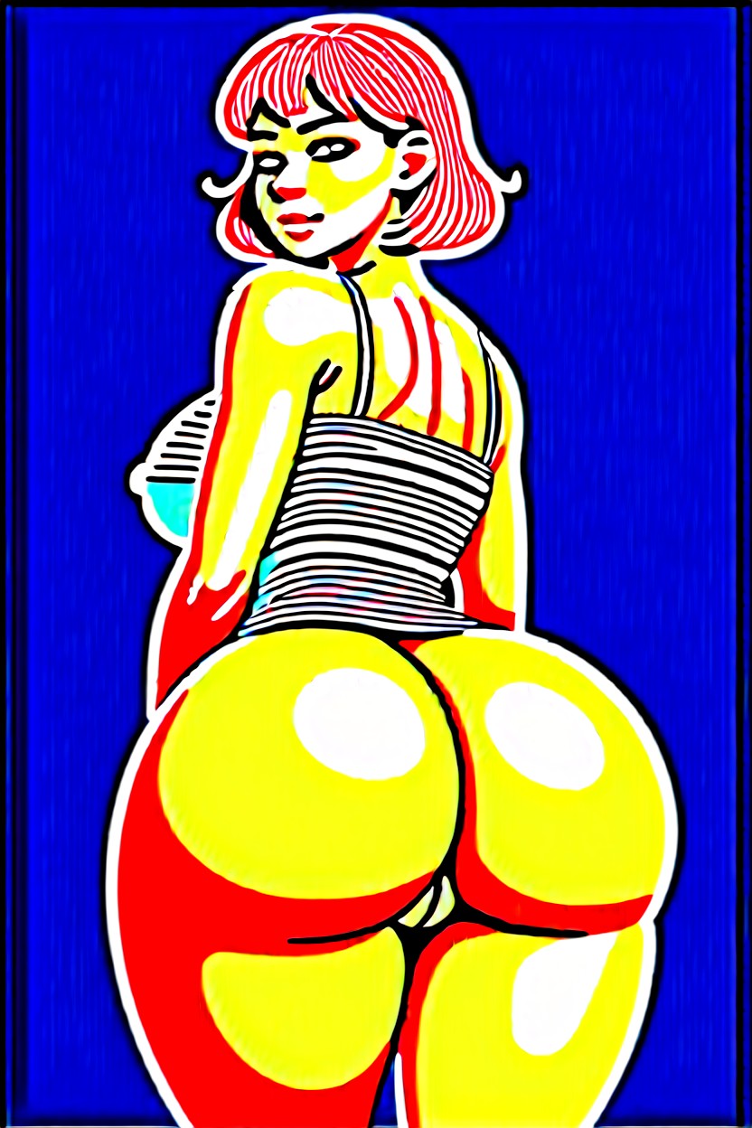 Round Ass, Hyper Excessive Pronounced Puffy Swollen Labia, Exaggerated Wasp Waist AI Porn