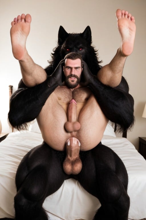 Giant Strong Muscular Werewolf Furry Anthropomorphic, Werewolf Grabbing Human, Vaginal Penetracion AI Gay Porn