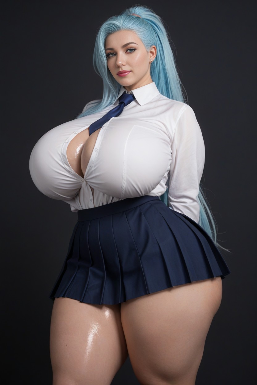 Arms Behind Back, Hyper Voluptuous Thick Thighs, Exposed Thighs AI Porn