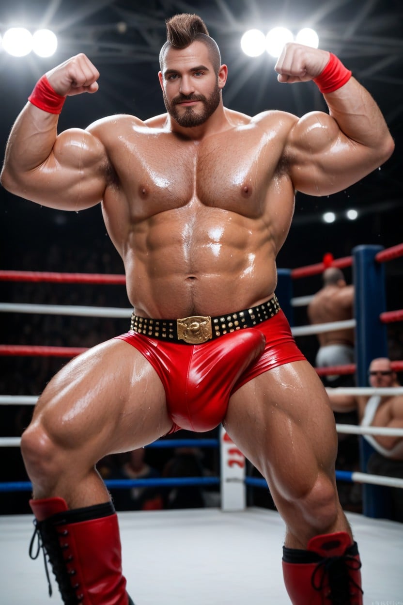 큰, Hairy Chest, Wrestling Ring 게이 AI 포르노