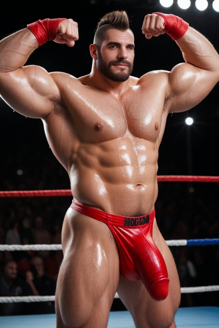 Red Wristbands, Wrestler, Flexing Arm Muscles AI同性戀黃片