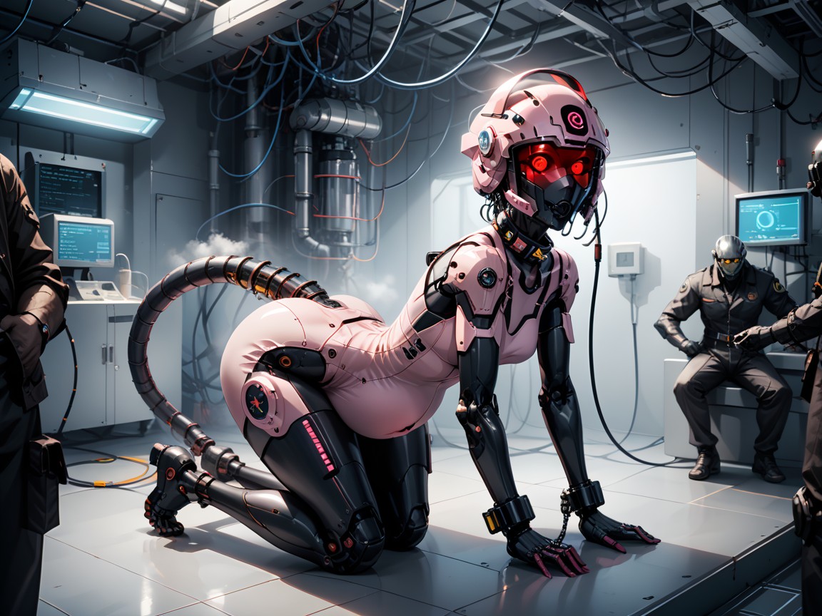 Lab, Robotic Face Helmet, Roller Chain Wiring Hentai AI Porn