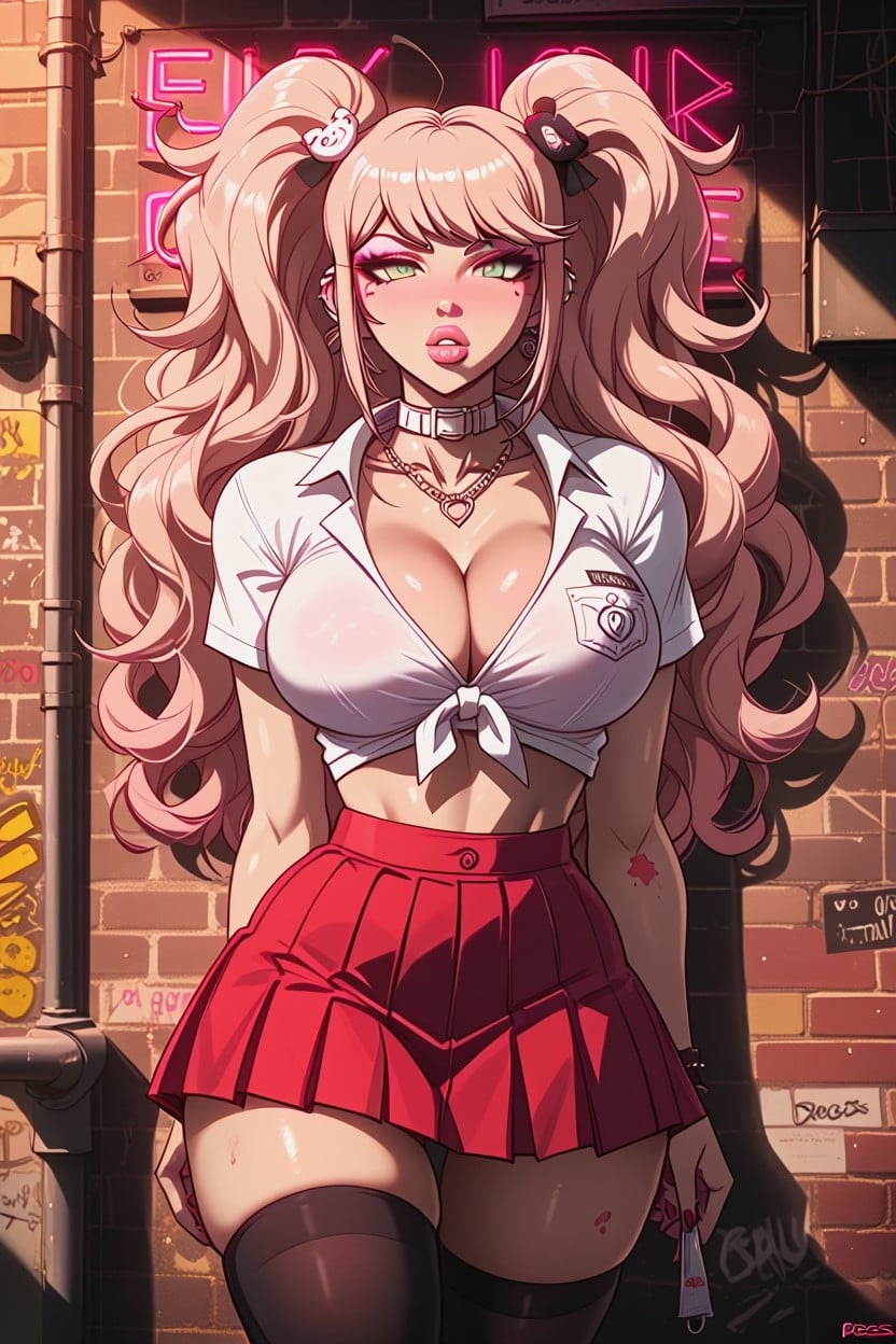 Crop Outfit, Wide Hips, Neon Lights Hentai AI Porn