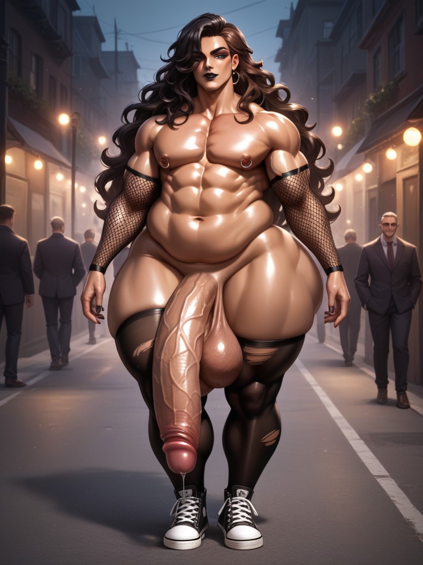 Effeminate Face, Hyper Wide Hips, Masculine Chest 게이 AI 포르노