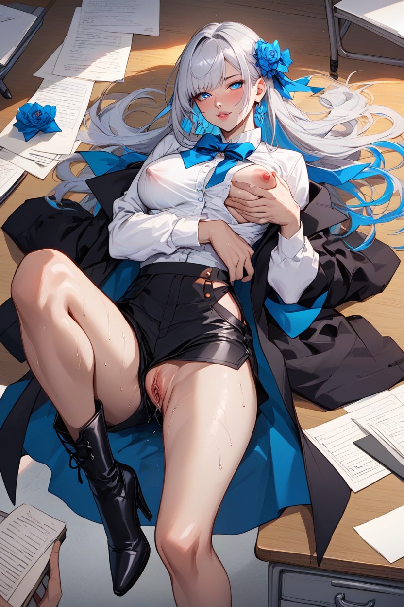 Big Wide Blue Eyes, 20+, Breasts Exposed Hentai AI Porn