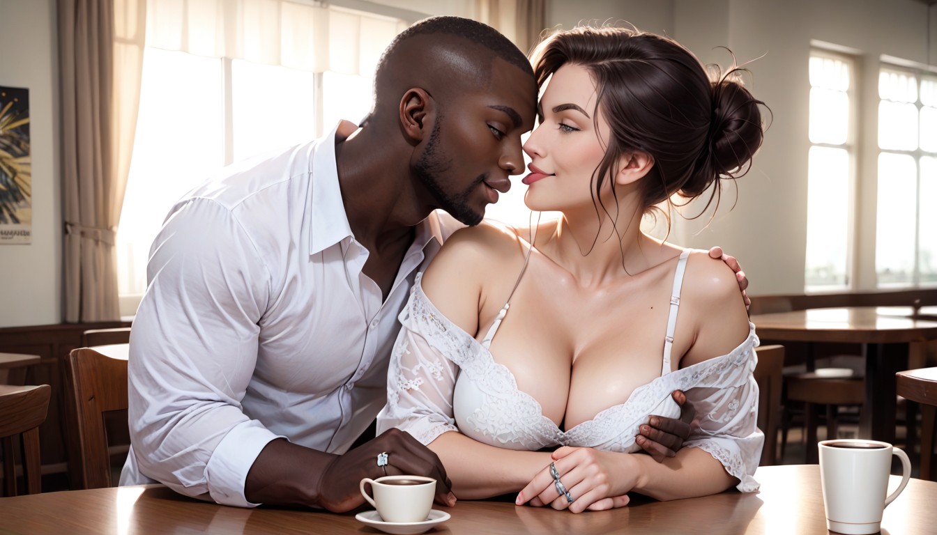 Off-shoulder, Hair Bun, Hand Holding Hentai AI Porn