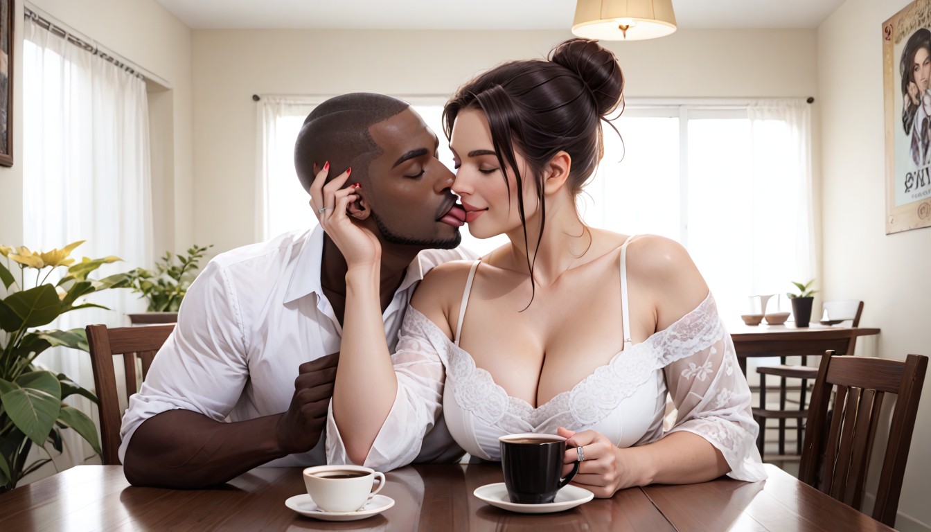 Sitting At Table, 30+, Blouse Hentai AI Porn