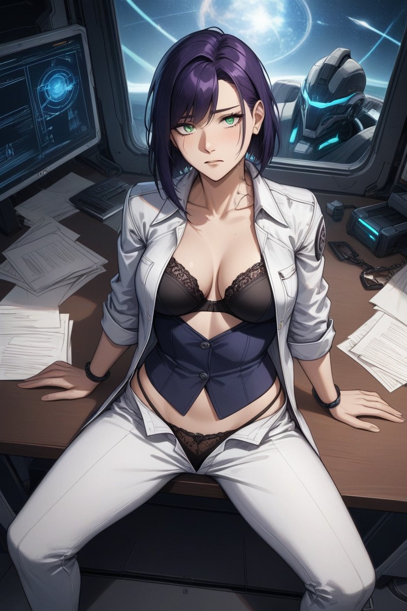 Robot Hold Woman Wrist High, Full Body, Small Breasts AI Porn