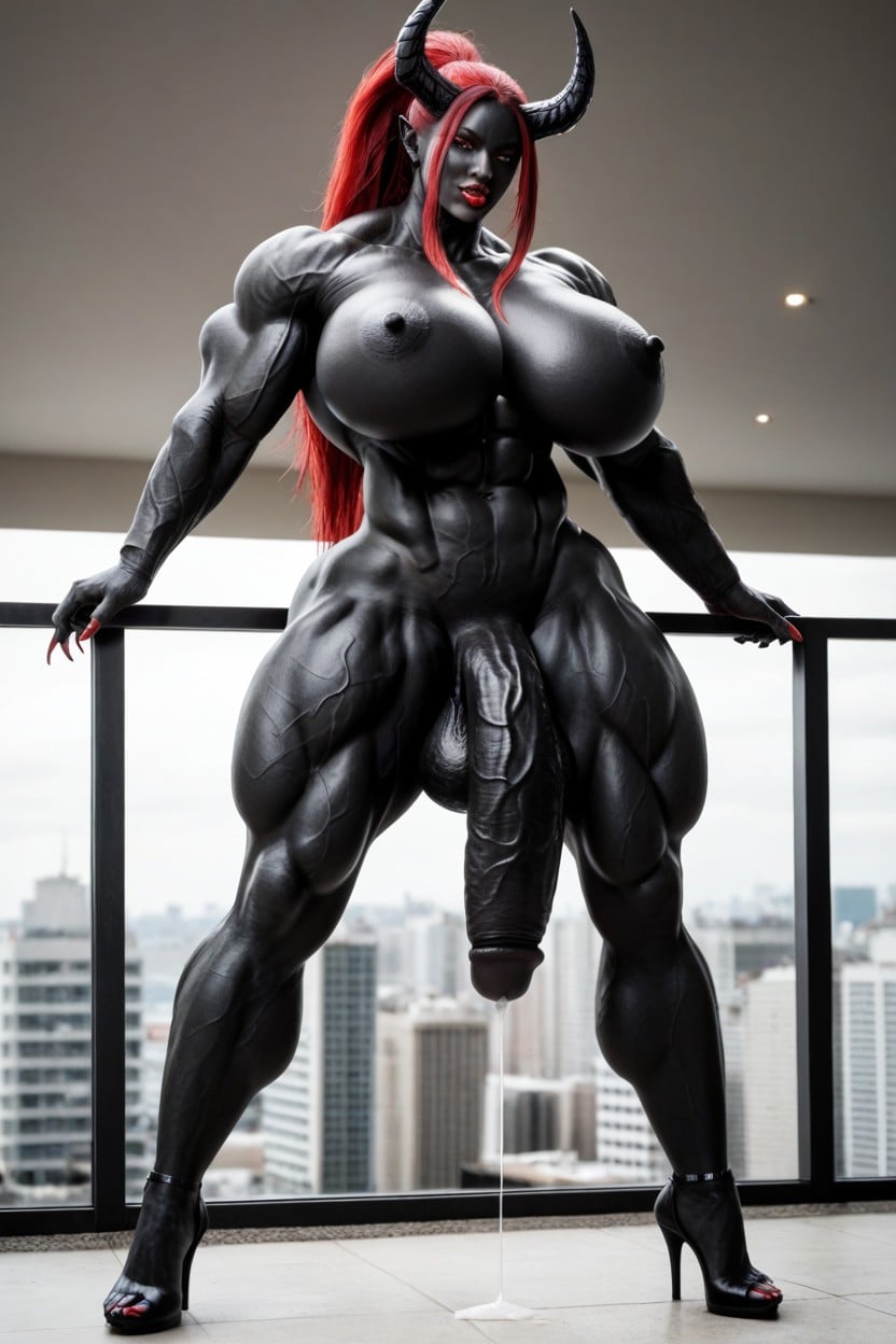 Red Hair, Thick Thighs, Muscular Thighs Shemale AI Porn