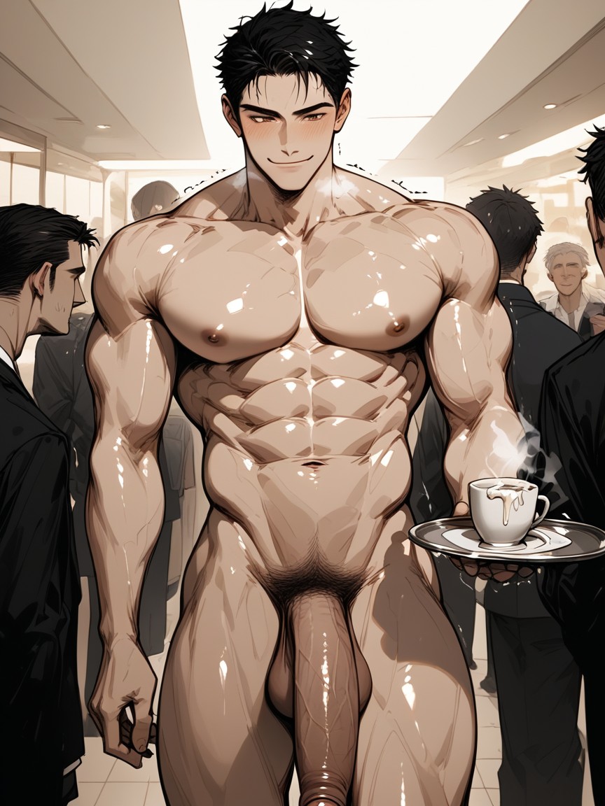 High Resolution, 棕色眼睛, Holding Tray AI同性恋黄片