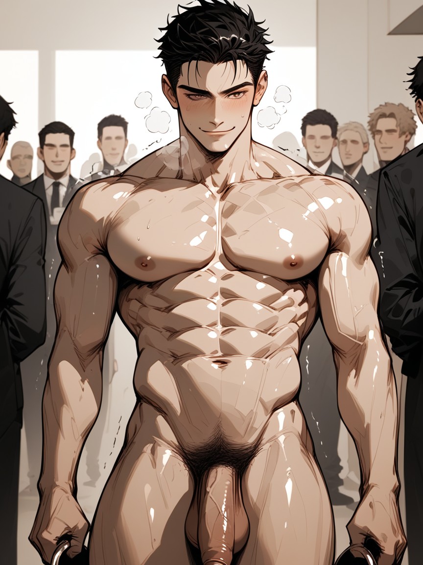Muscular, Smug Face, Big Shower Pornografia gay com IA