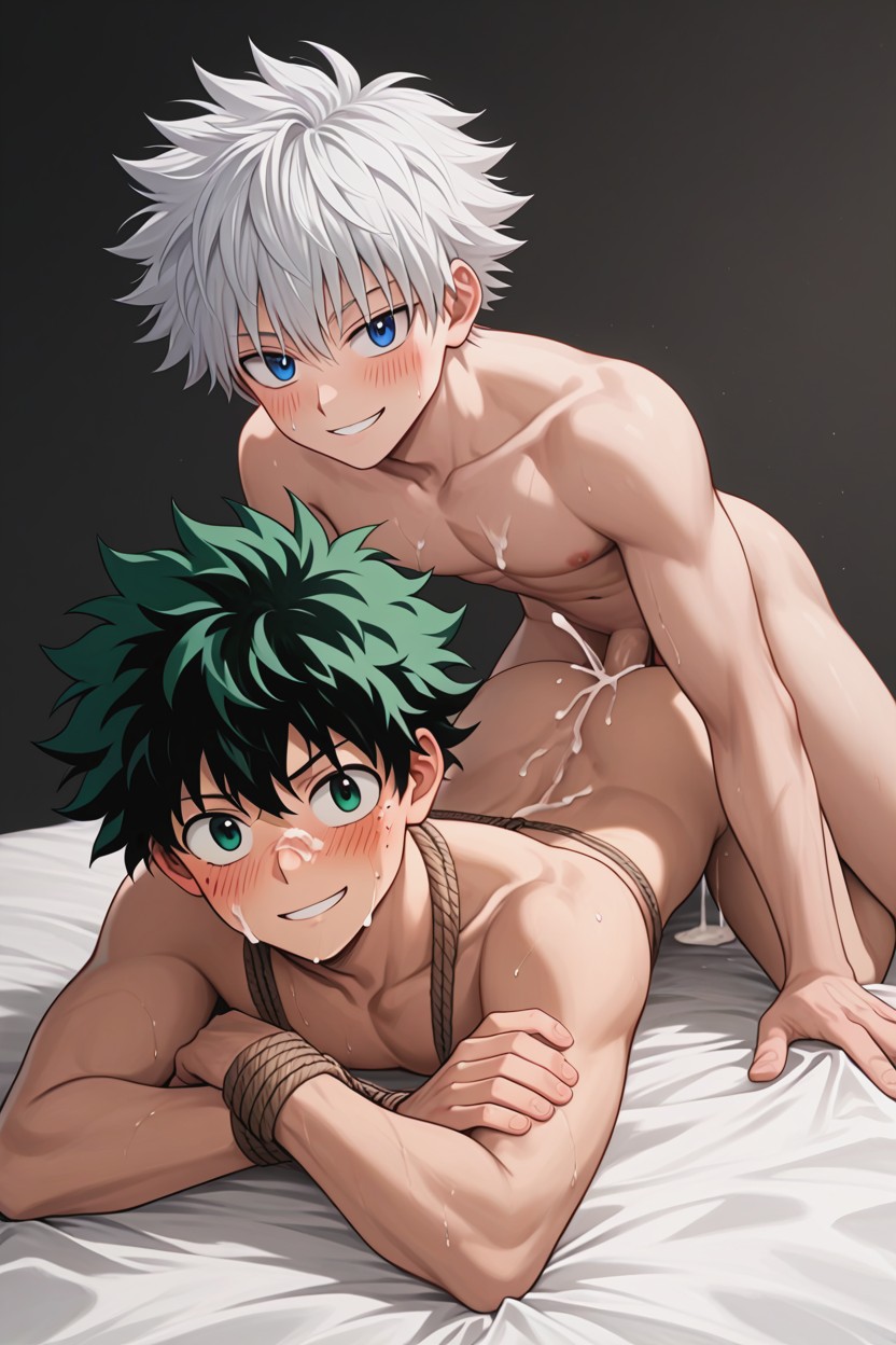 여성형 남자, 장난스런 얼굴, Messy White Hair 게이 AI 포르노