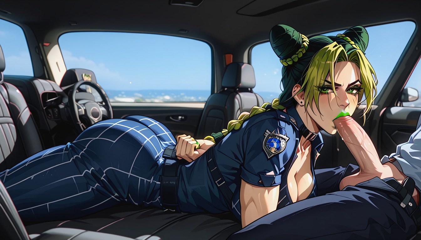 Jolyne Has A Lot Of Breast Cleavage, Jolyne Lying On Side, Jolyne Hands Handcuffed Porno IA Hentai