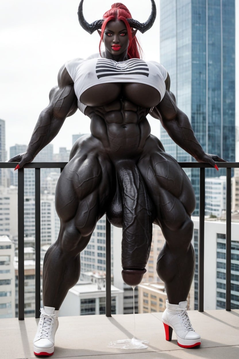 Impossibly Gigantic Black Cock, Devil, Red Hair Shemale AI Porn