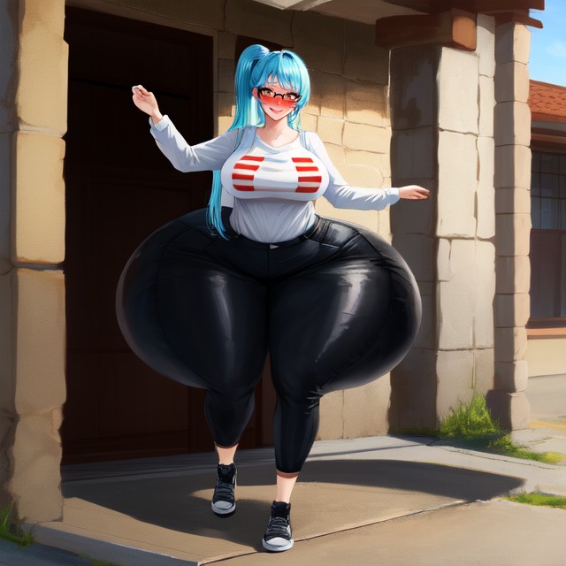 18+, Very Big Waist Long Hair, Front Body View Porno IA Hentai