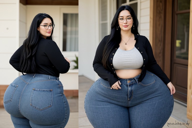 Extra Thick Latin Pawg, Extremely Large Ass, American AI Porn