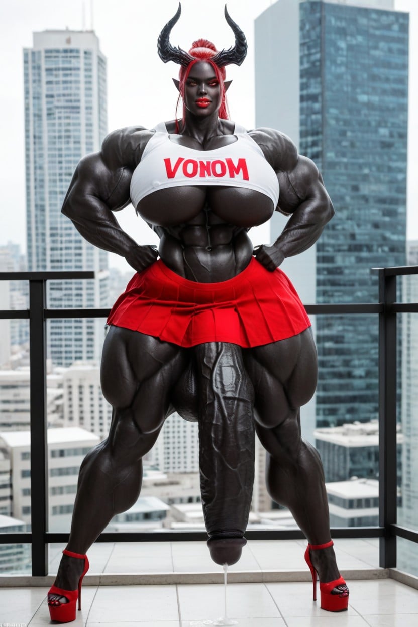 Hourglass Figure, Gigantic Muscle Trapez, Toned Muscles Shemale AI Porn