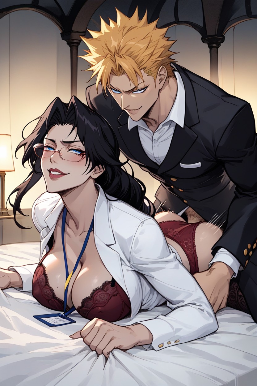 Black Hair, Maroon Bra, With Ichigo From Anime Bleach Hentai AI Porn
