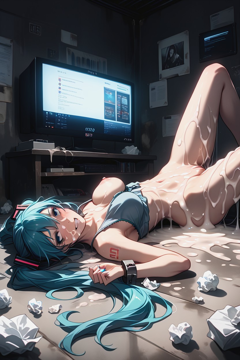 Cum On Body, One Breast Exposed, 2 People Hentai AI Porn