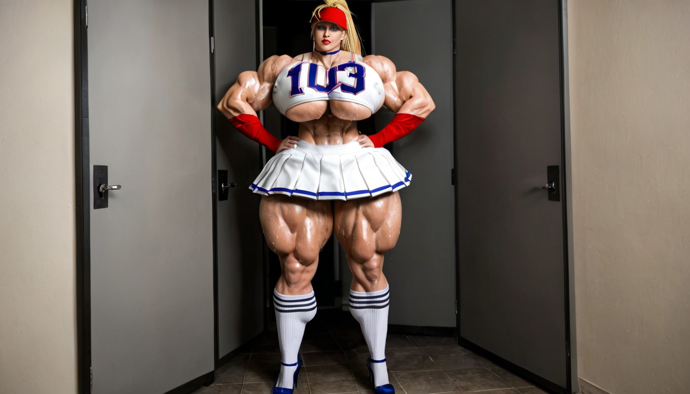 Extremely Vascular Abs, Massive Steroid Shoulders, Giant Steroid Legs AI Porn