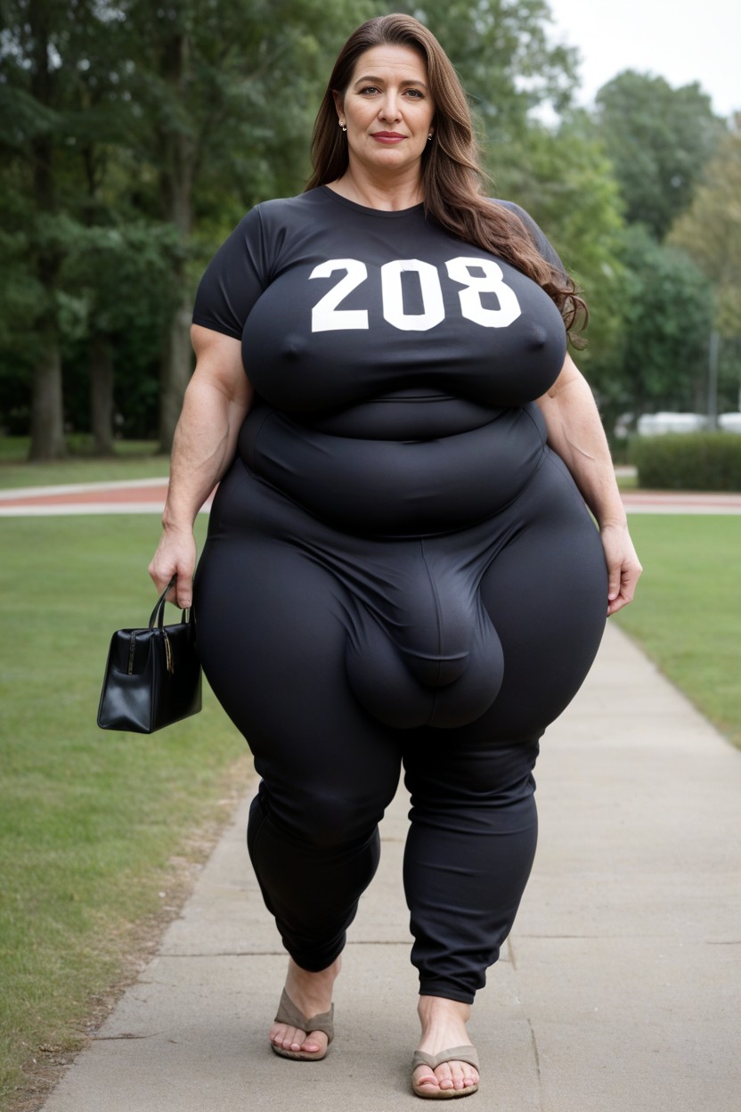 Full Cock Outline, Walking In Park, Loose Fitted Football Jersey AI Porn
