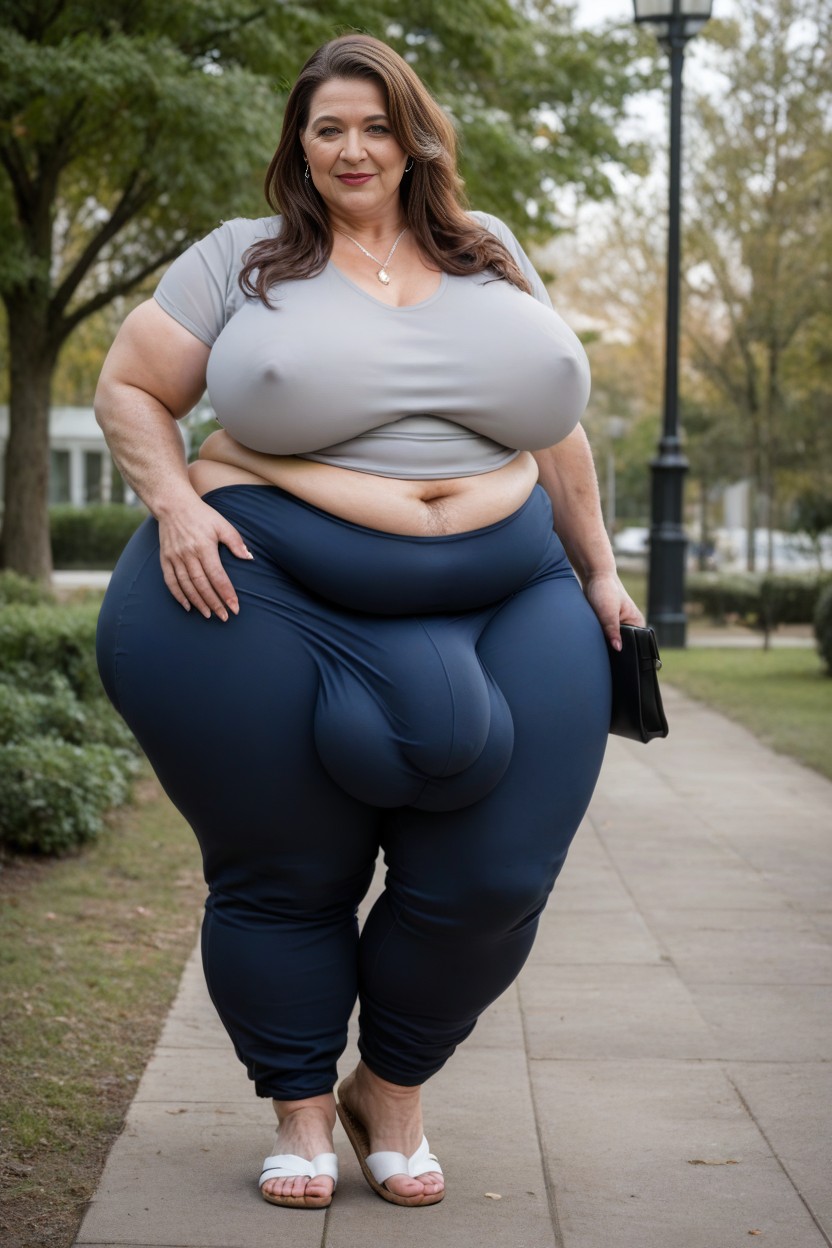 Extremely Dark Brown Hair, Large Hyper Hips, Full Body AI Porn