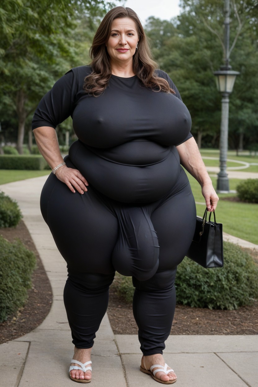 Long Course Brown Hair, Holding Paper, Full Body AI Porn