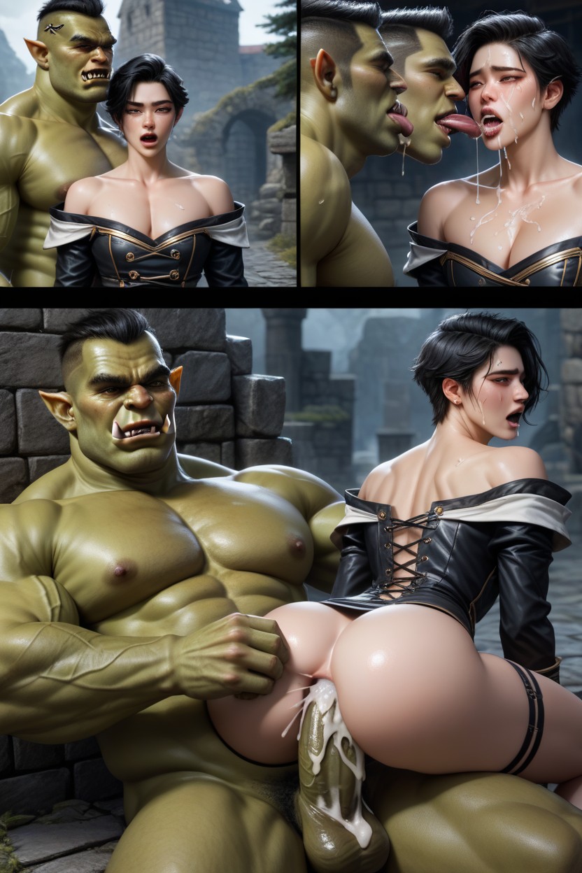 Veiny Orc Hypercock, Orc Licking Man, Sexy Warrior Outfit Pornografia gay com IA