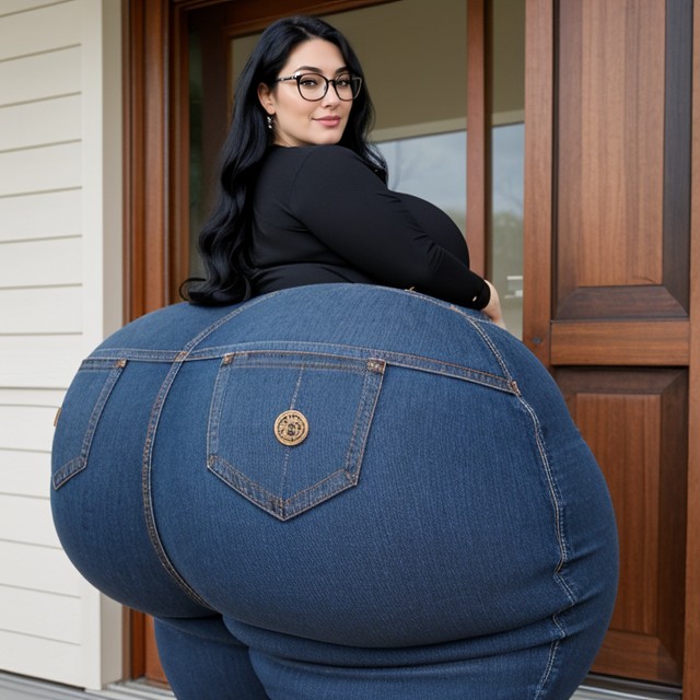 Wearing Makeup, Ass And Hips Massively Wider And Bigger Than Body, Very Big Waist Long Hair AI Porn