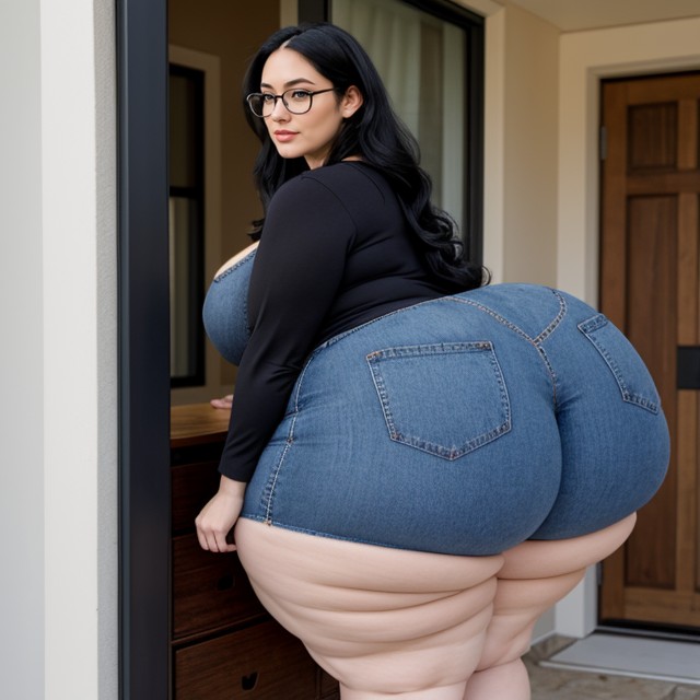 Extremely Large Ass, Extremely Massive Mega Wide Hips, Voluminous Hip Length Hair AI Porn