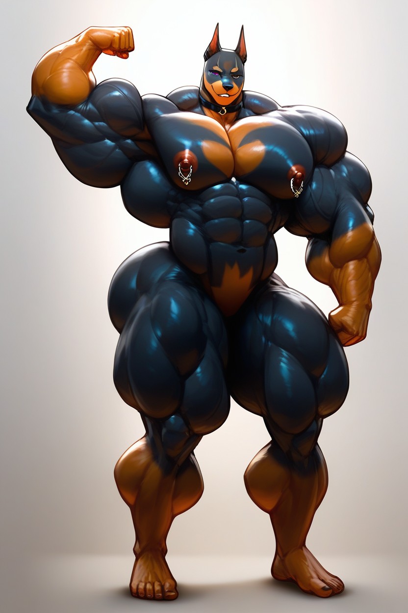 Tall, Small Ass, Flexing Furry AI Porn