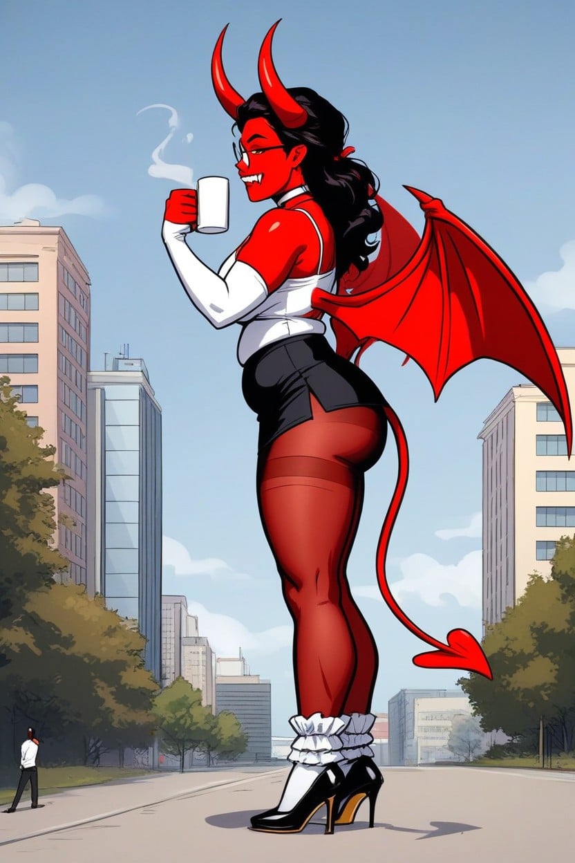 Skirt, Red Skin, Shiny Pantyhose AI Porn