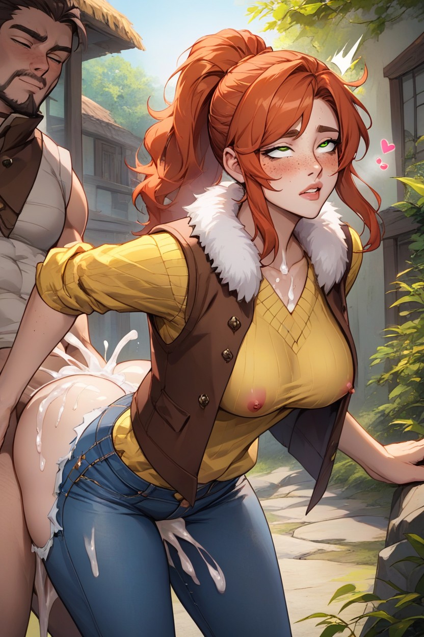 Large Ass, Thick Fur Collar, Exposed Breasts AI Porn