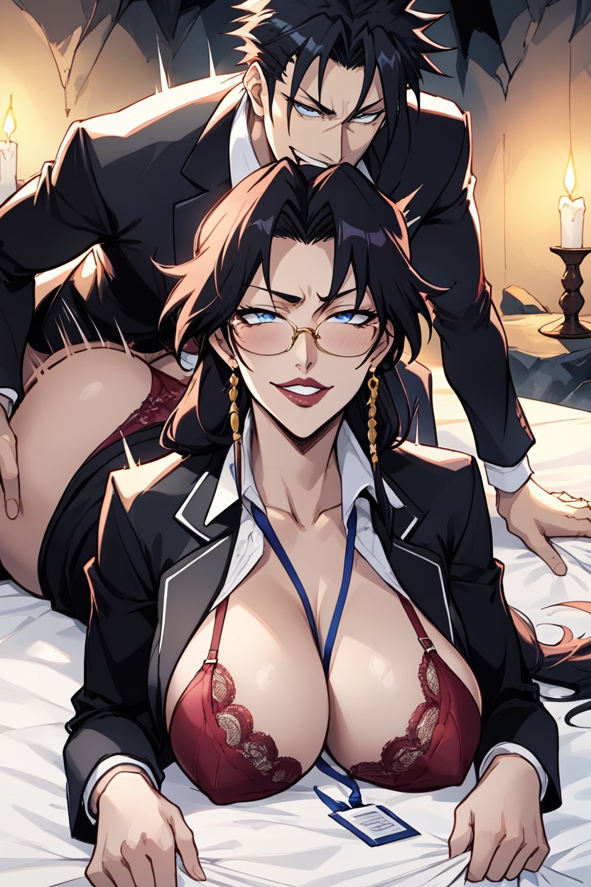 Black Stockings With Lace Trim, Wearing, Lanyard Porno IA Hentai
