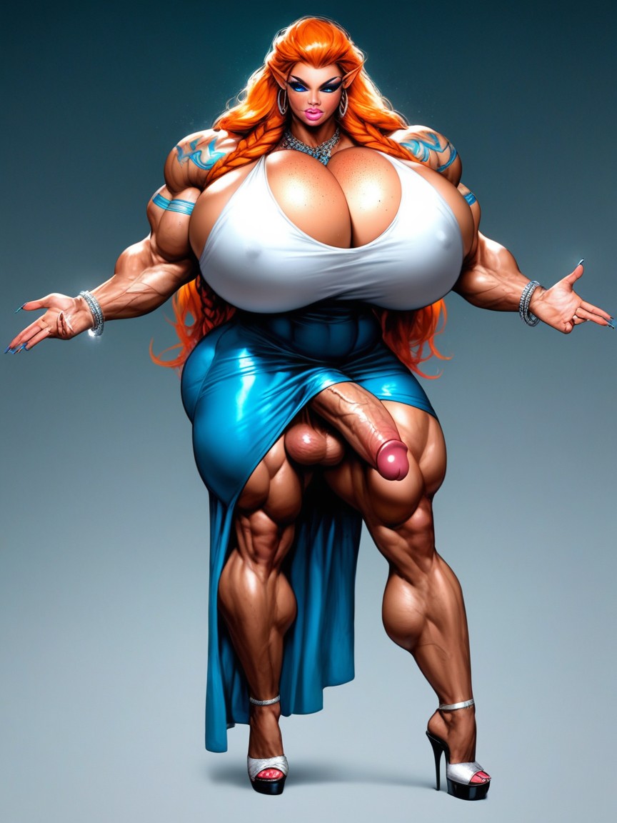 Full Body Jewelry, Beige Skin Tone, Alternate Species Shemale AI Porn