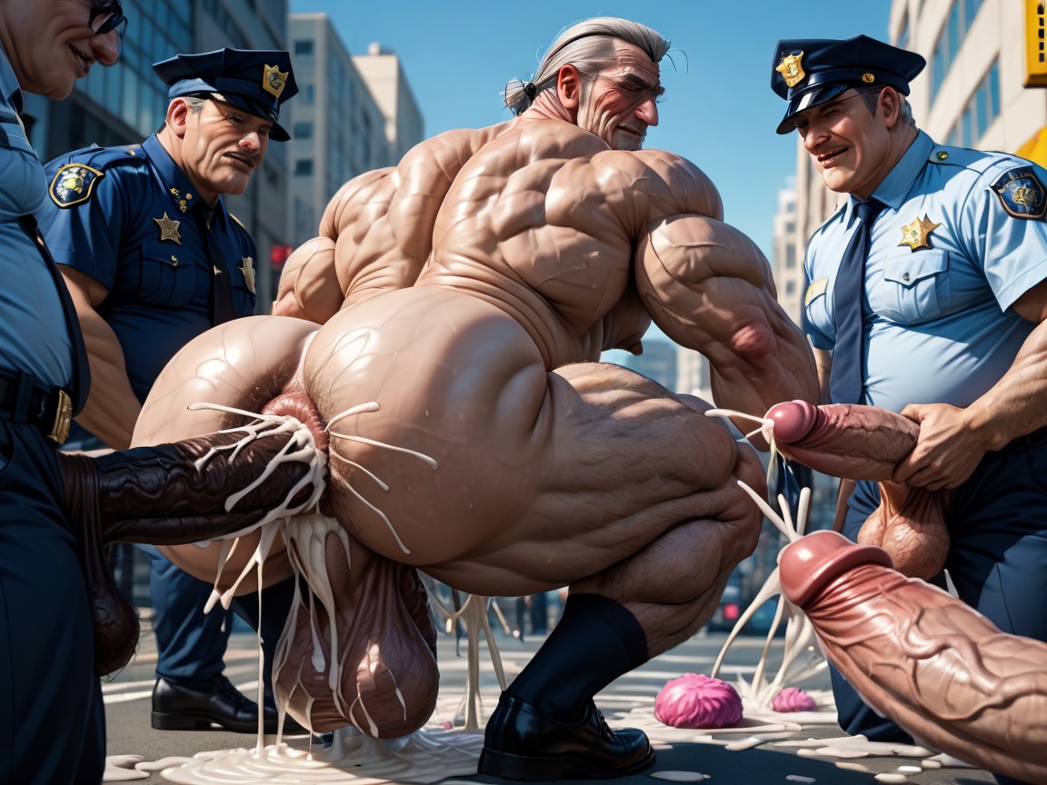 Veiny Muscles, Hyper Sticky Cum On His Hair, Tan Lines ИИ гей порно